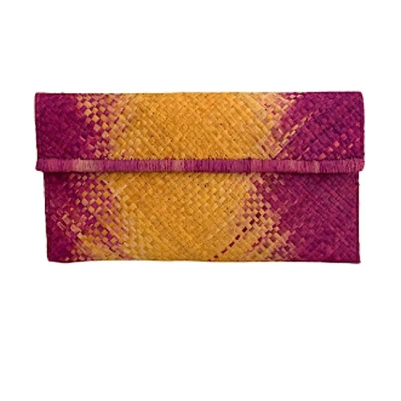 Mar Y Sol Handbags - Mar Y Sol Raffia Handmade Envelope Snap Clutch Purse